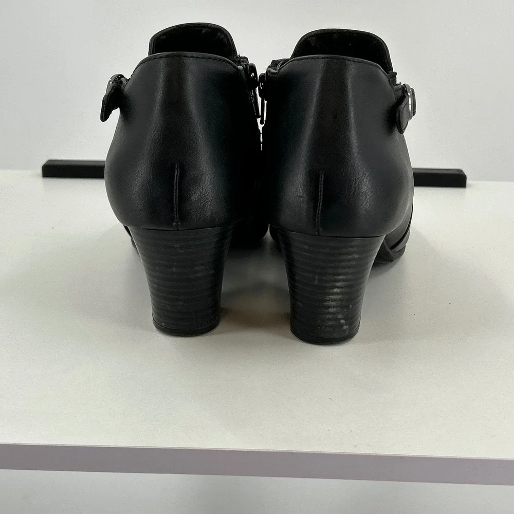 Croft & Barrow Black Ankle Boots Womens Size 9 Block Heel Side Zip Comfort Boots